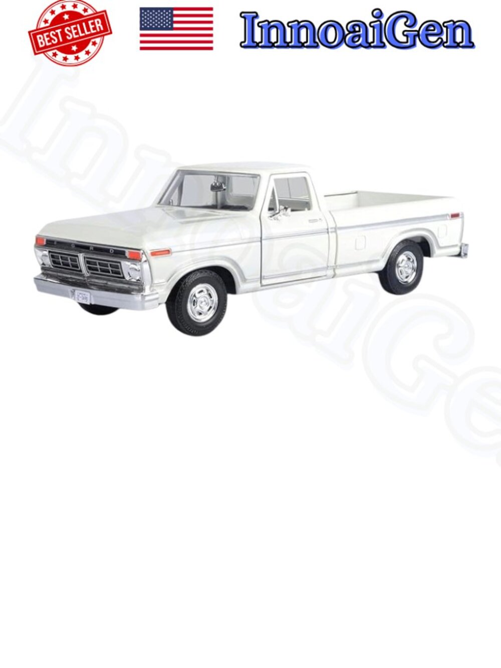 Motor Max Timeless Legends 1977 Ford F-150 Custom Die-Cast Pickup 1:24 White NWB